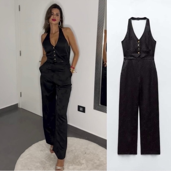 Zara Jacquard Vest Jumpsuit - Picture 5 of 14